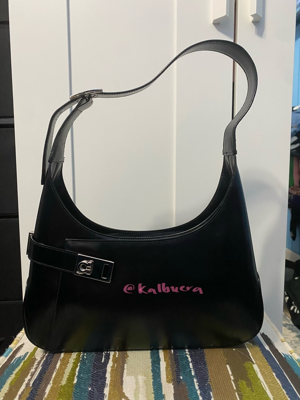 Salvatore Ferragamo black shoulder bag leather